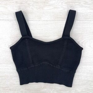 House of Harlow 1960 Black Knit Cropped Tank Top Spaghetti Straps Size Small